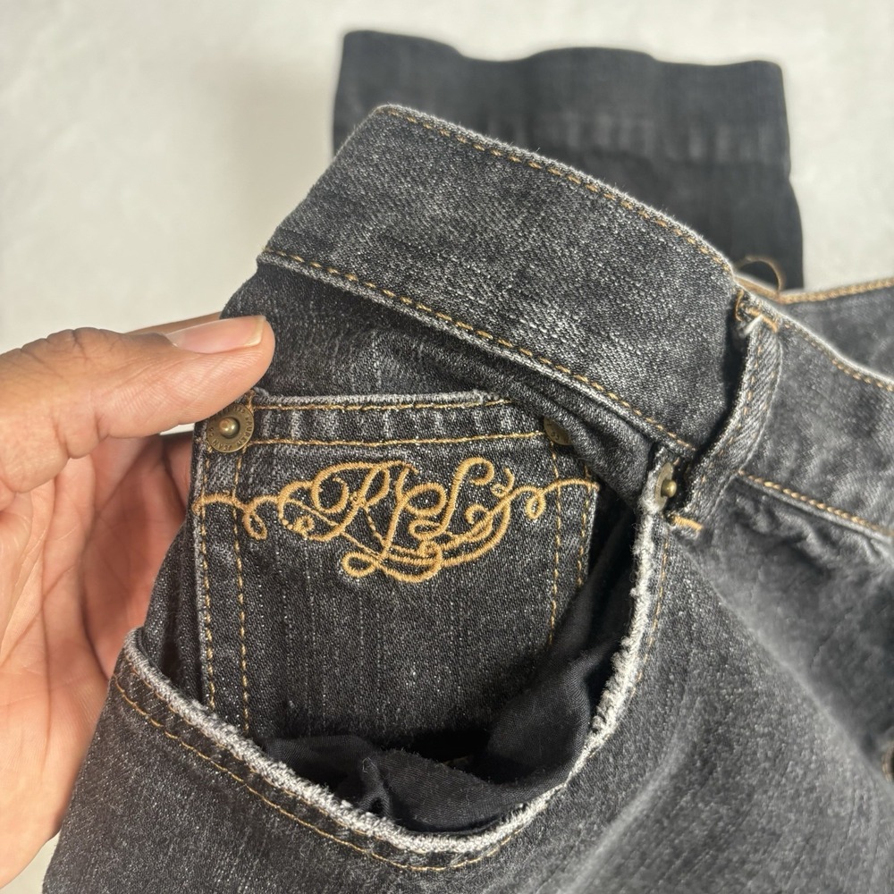 Lauren Jeans Co Patch Work Black Denim Pants Women's Size 16W Waist 36" x 29" - Picture 4 of 11